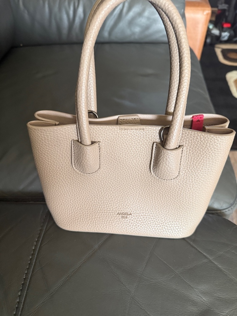 Angela Roi Taupe Pebble Leather Mini Tote